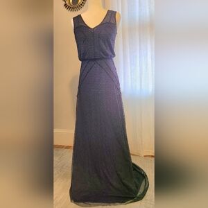 Aidan Mattox Black Beaded Maxi Dress Gown. Size 6